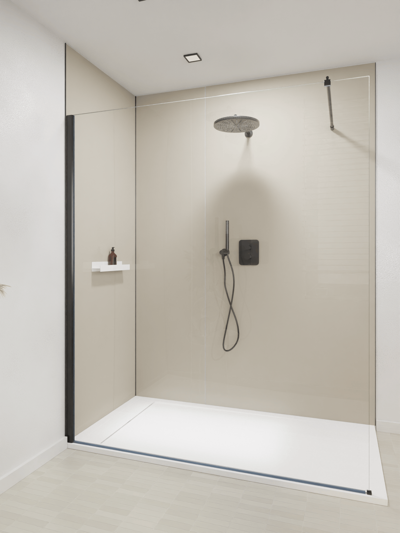 Luca Varess Dandy douchebak 160 x 90 cm composietmarmer mat wit rock structuur