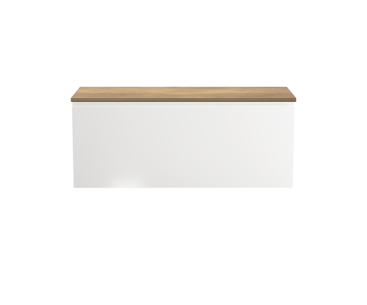 Linie Lado meuble salle de bains suspendu 120 x 46 cm blanc brillant avec Lado tablette simple ou double en mélaminé chêne naturel