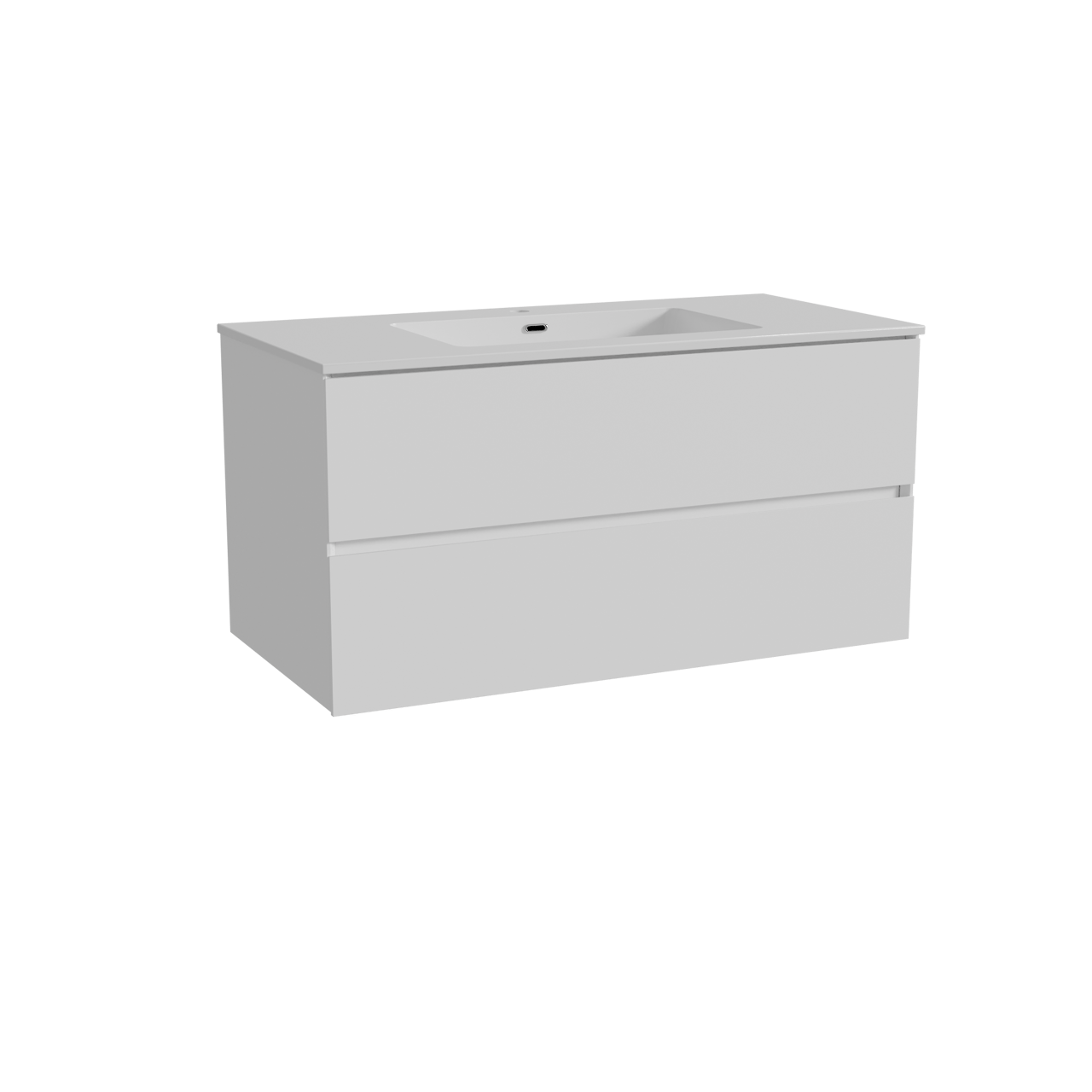 Storke Edge meuble salle de bains suspendu 105 x 52 cm blanc mat avec Diva plan simple en marbre composite blanc brillant