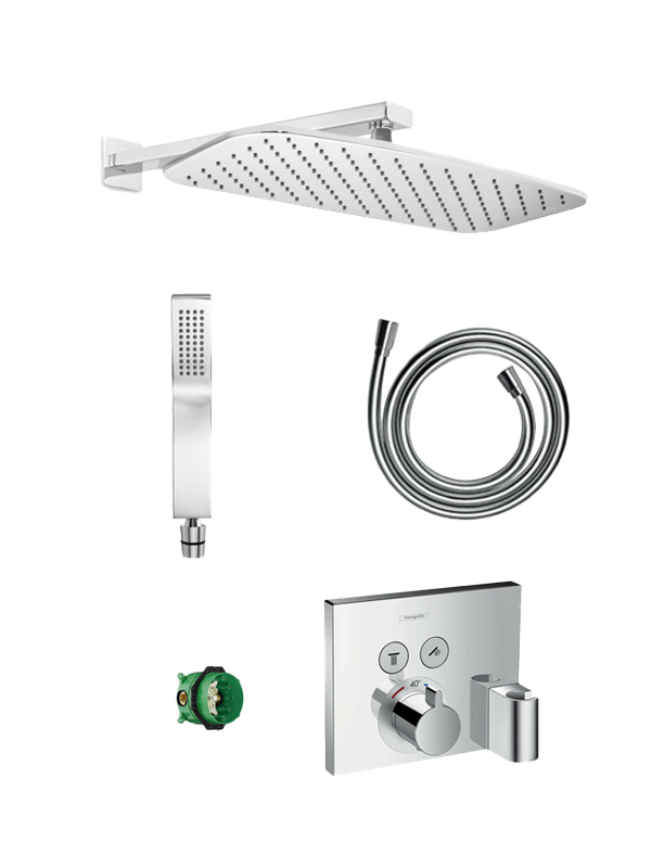 Hansgrohe Showerselect thermostatische inbouw regendoucheset met rechthoekige regendouchekop 45 x 25 cm Glanzend Chroom