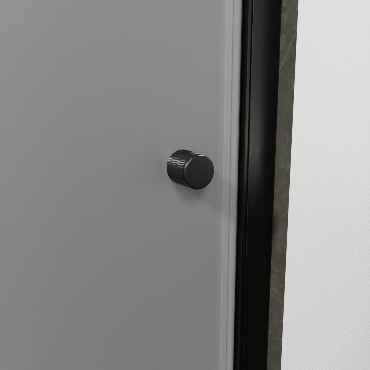 Luca Varess Kuresa porte pivotante 100 x 200 cm verre transparent avec bande matte profil noir mat