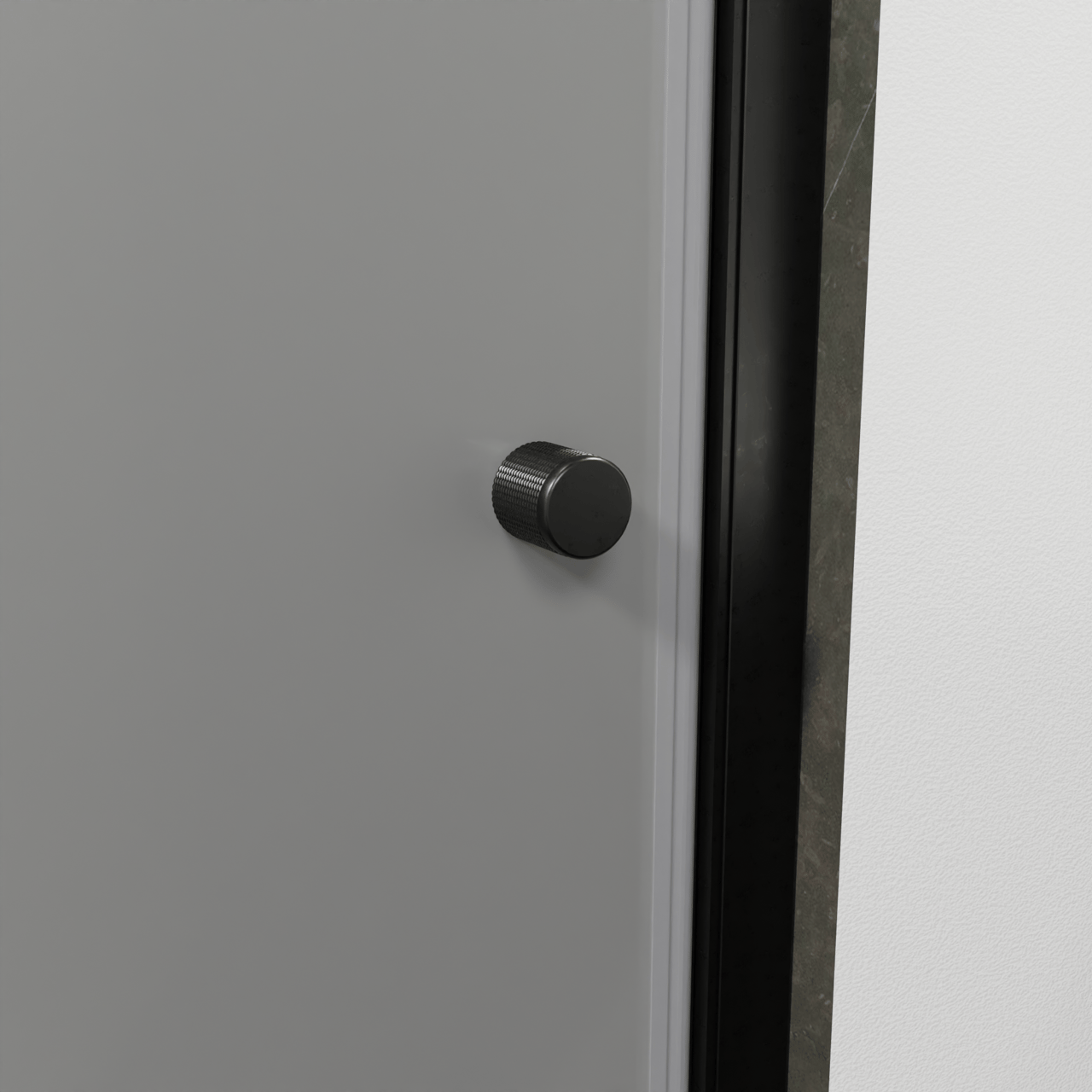 Luca Varess Kuresa porte pivotante 100 x 200 cm verre transparent avec bande matte profil noir mat