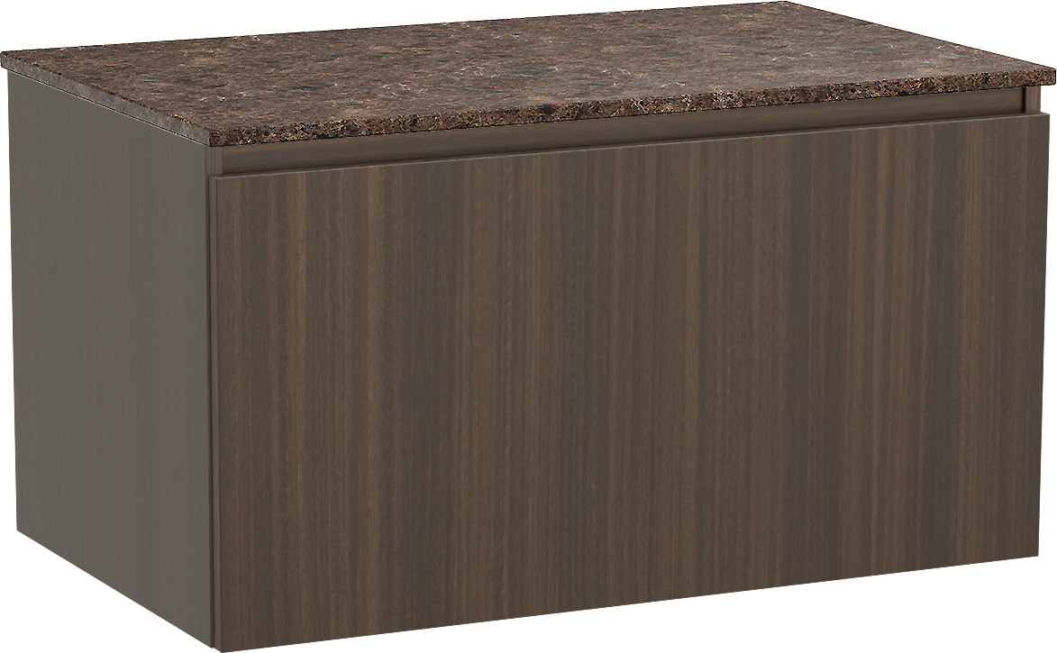 Balmani Sfera meuble salle de bains suspendu 90 x 55 cm eucalyptus avec Stretto tablette simple en marbre dark emperador