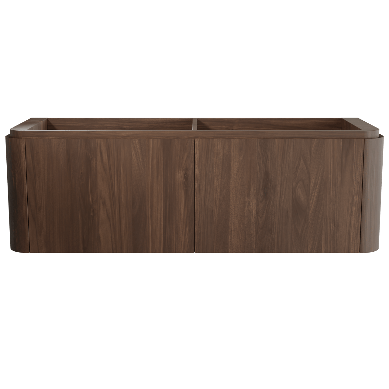 Balmani Moon hängender Waschbeckenunterschrank: 160 x 55 cm, Amerikanischer Nussbaum, 4 Schubladen