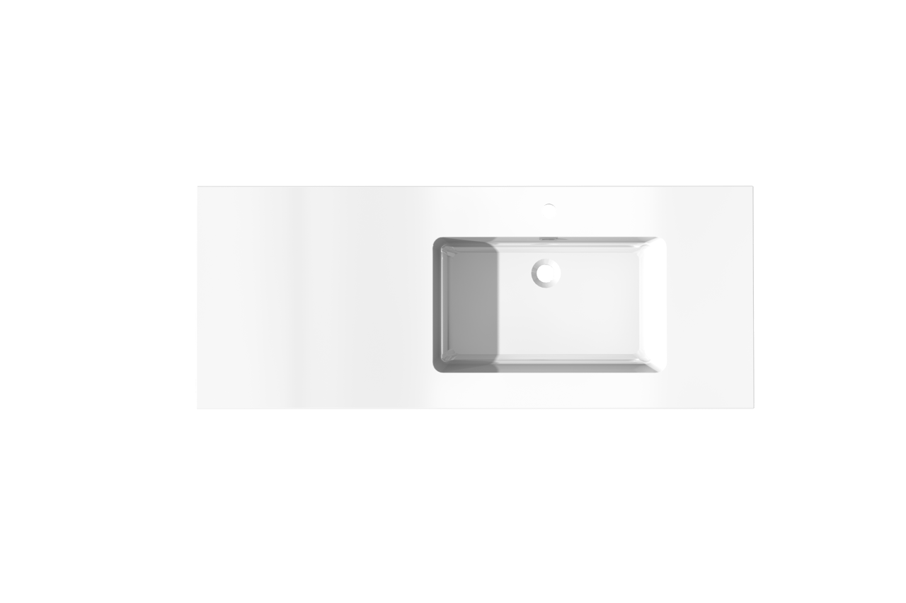 Storke Diva asymmetrisch rechtse wastafel glanzend composiet marmer 130 x 52 cm combinatie kast 35 cm