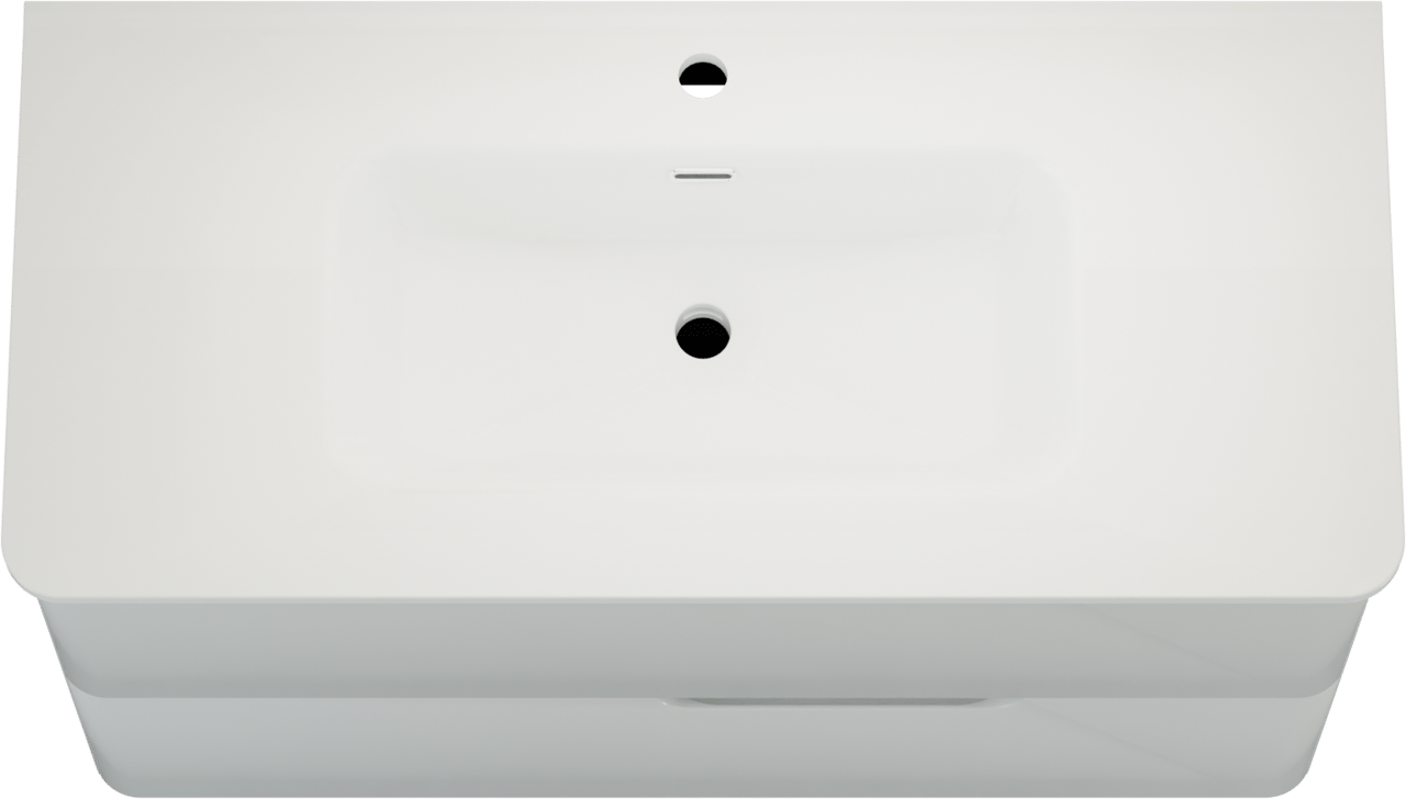 Linie Curvo meuble salle de bains suspendu 100 x 46 cm blanc brillant avec Baro Curvo plan simple en porcelaine blanc brillant