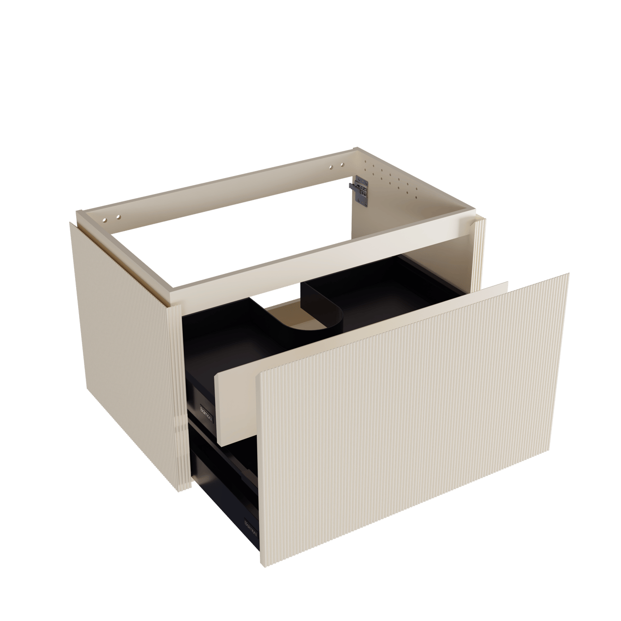 Balmani Eclips hängendes möbelstück Waschtischunterschränke 90 x 55 cm Sandbeige 2 Schubladen Vert. Sym. Rippe