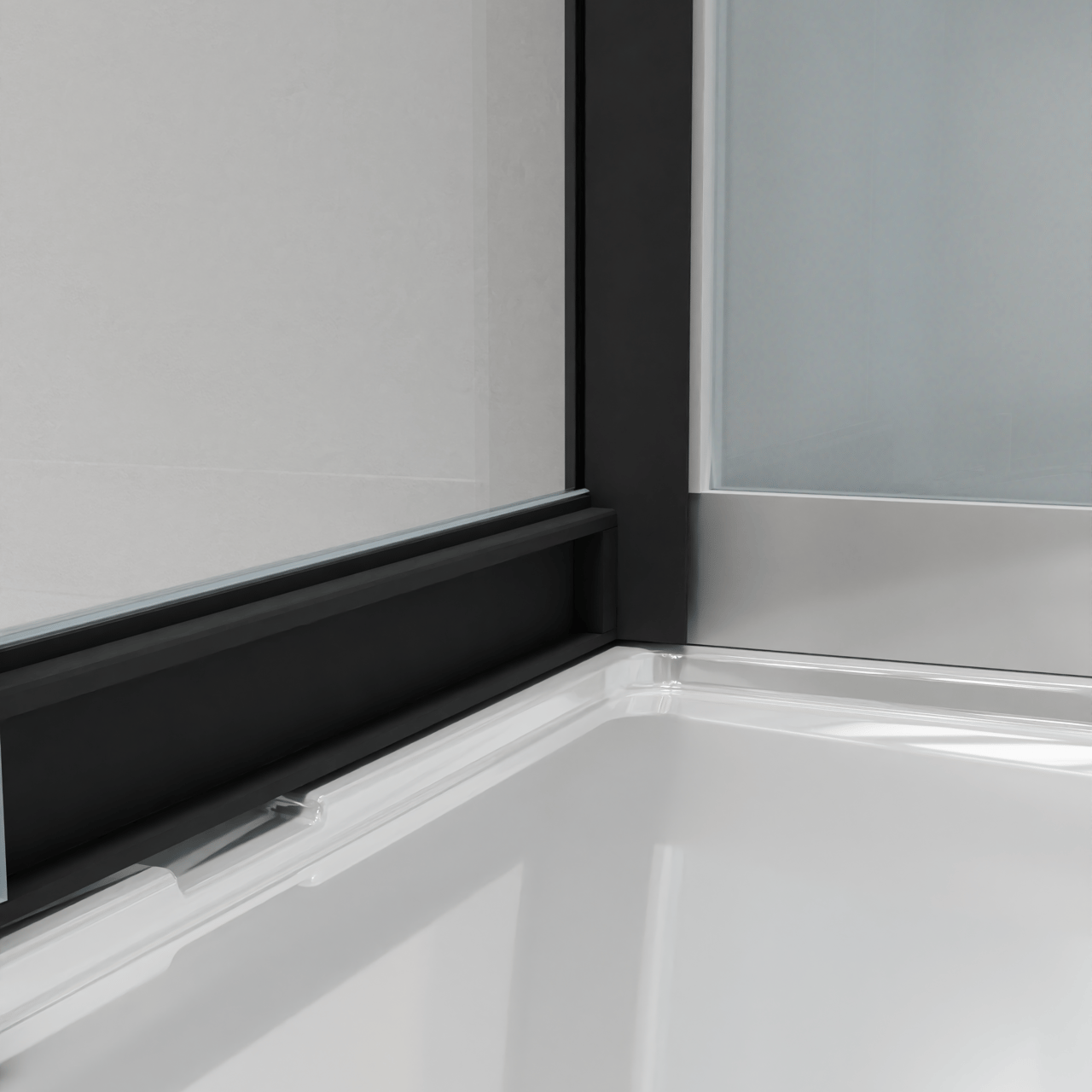 Luca Varess Talan cabine de douche quart de rond avec portes coulissantes 90 x 90 cm verre transparent profil noir mat