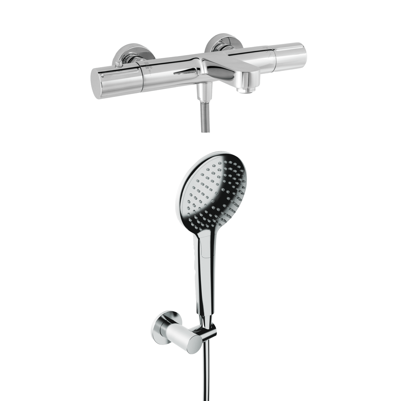 Blaufoss Orion robinet baignoire robinet thermostatique montage mural extérieur chrome brillant