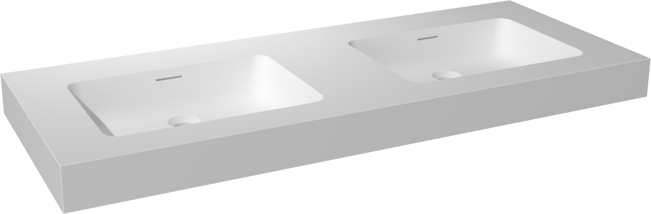Storke Mata High dubbele wastafel matte Solid Surface 130 x 52 cm