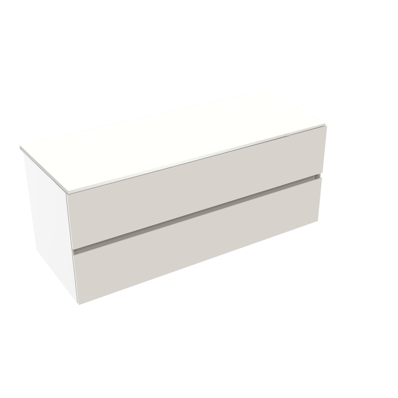 Storke Edge hängendes Möbelstück Set: 120 x 46 cm, Weiß matt, mit Tavola Einzel- oder Doppel Waschtischplatte, Solid Surface Weiß matt