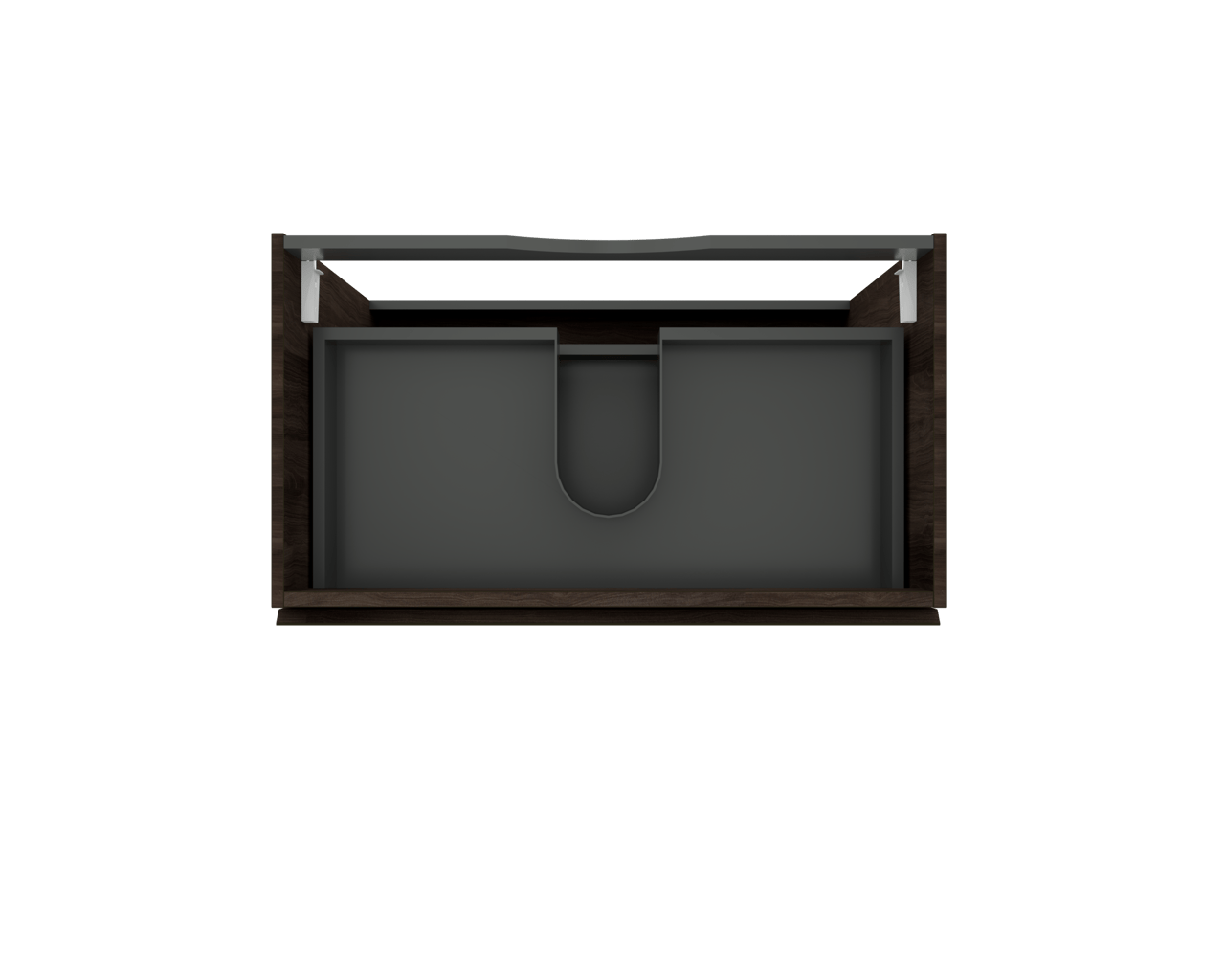 Linie Lado meuble sous-lavabo a poser 80 x 46 cm noyer foncé 3 tiroirs