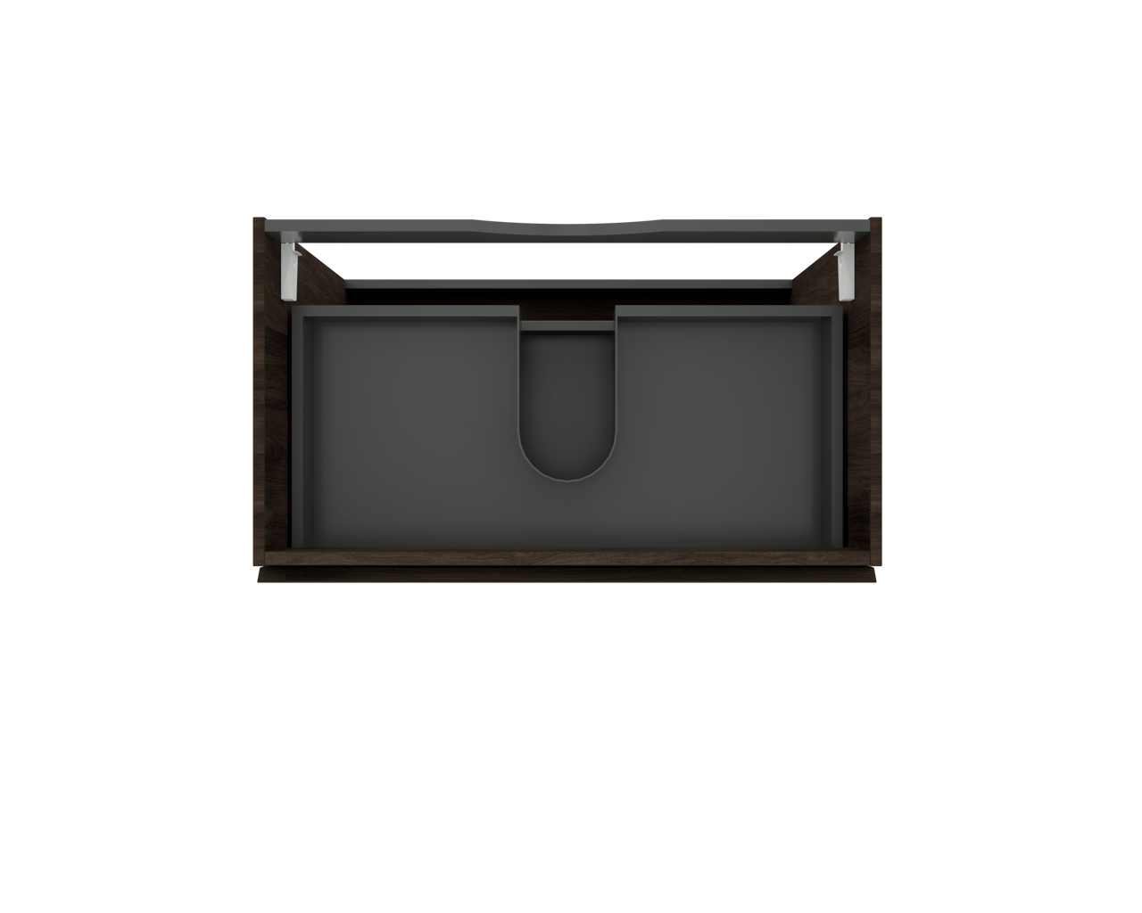 Linie Lado staande wastafelonderkast 80 x 46 cm donkere notelaar 3 lades