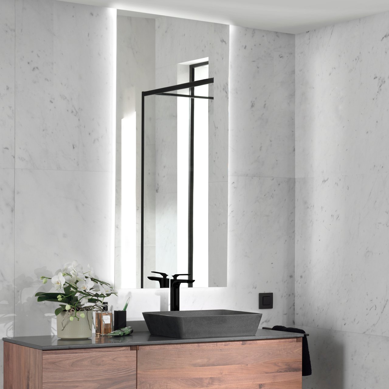 Balmani Giro miroir rectangulaire lumineux et anti-buée 135 x 65 cm