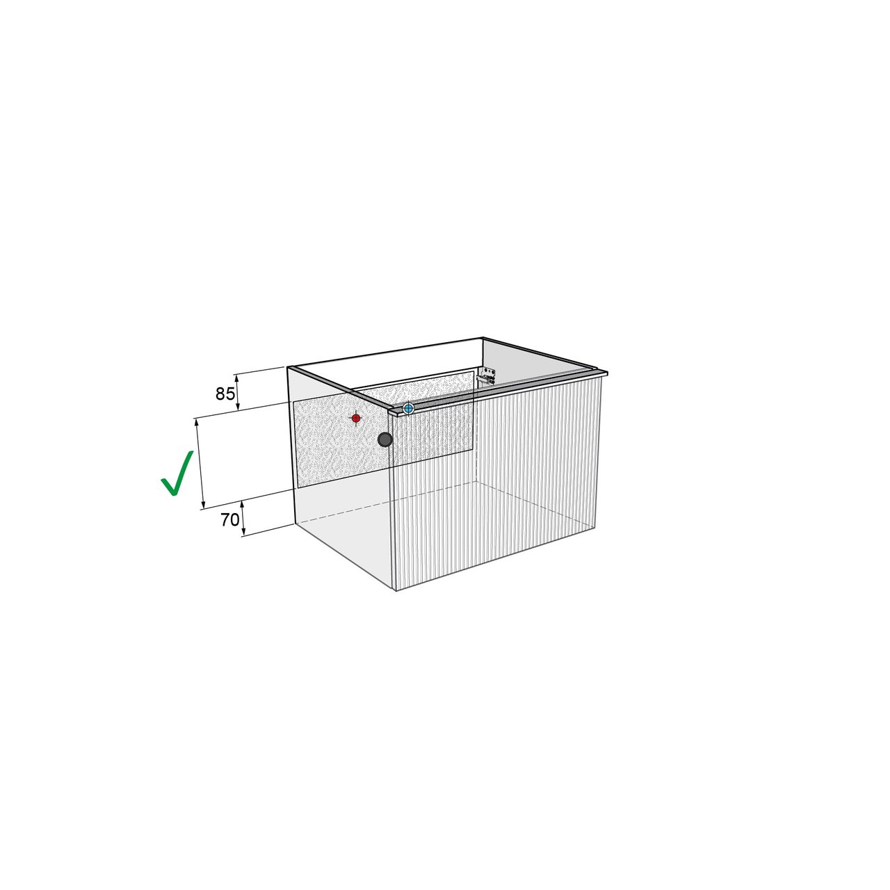 Balmani Forma hängender Waschbeckenunterschrank: 67,5 x 55 cm, Eiche Schwarz, 2 Schubladen