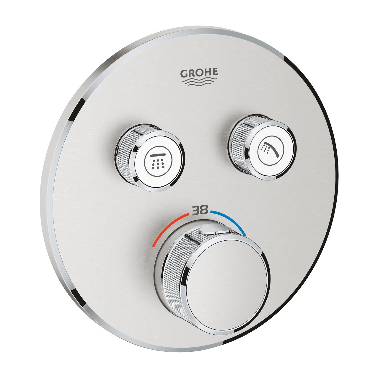 Grohe Grohtherm SmartControl Duschsystem: Unterputz, Runder Duschkopf, 31 cm, Supersteel