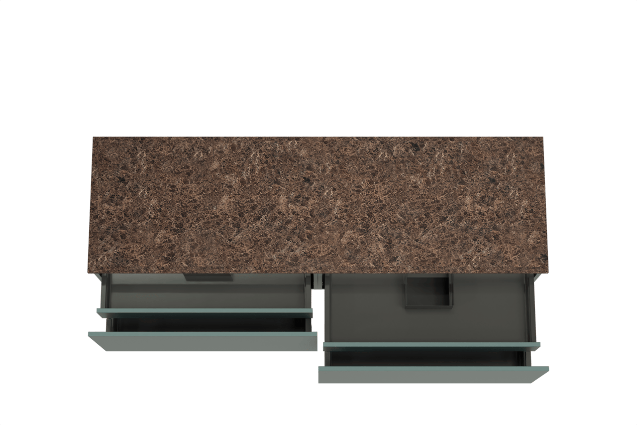 Balmani Sfera zwevend badmeubel 180 x 55 cm forest met Stretto enkel of dubbel wastafelblad in marmer dark emperador