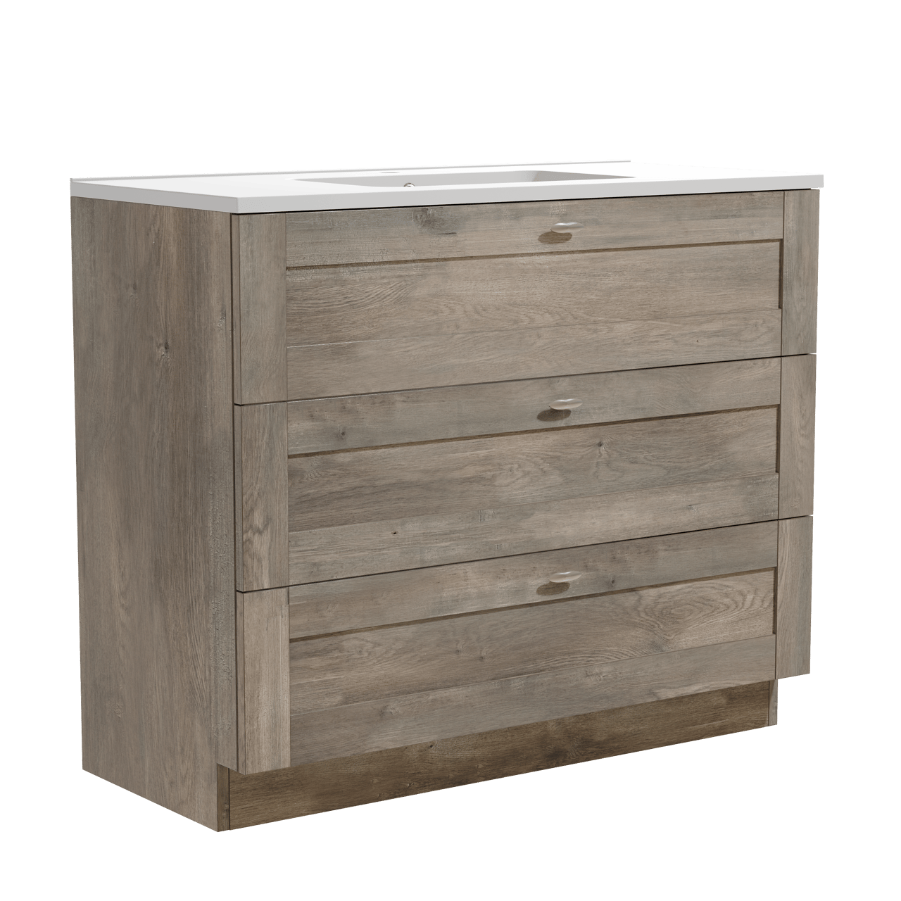 Linie Classo freistehendes Möbelstück Set: 100 x 46 cm, Graue Eiche, mit Vano Einzelwaschtisch, Marmorkomposit Weiß matt