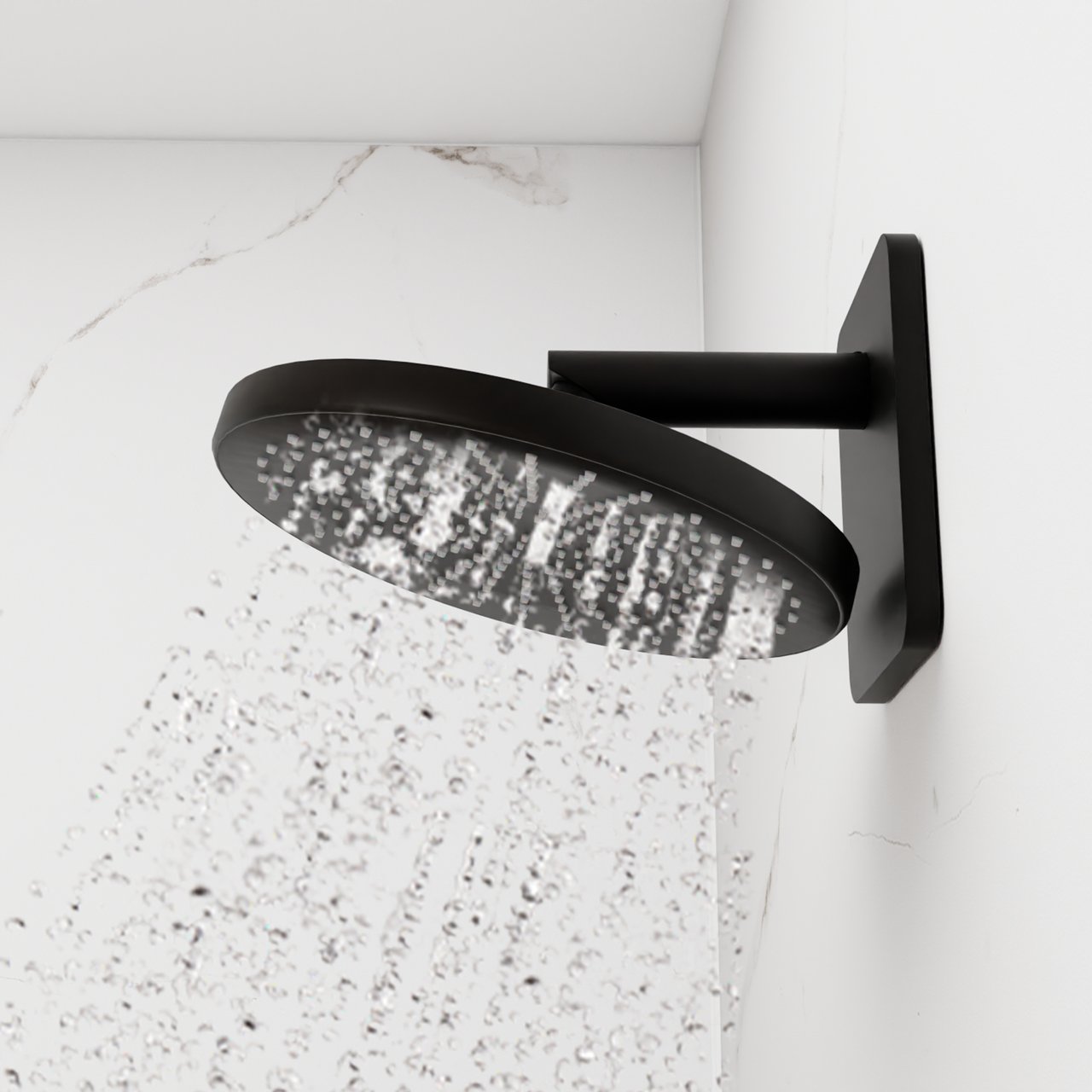 BLAUFOSS Onos 250  hoofddouche rond 25 cm met douchearm  mat zwart