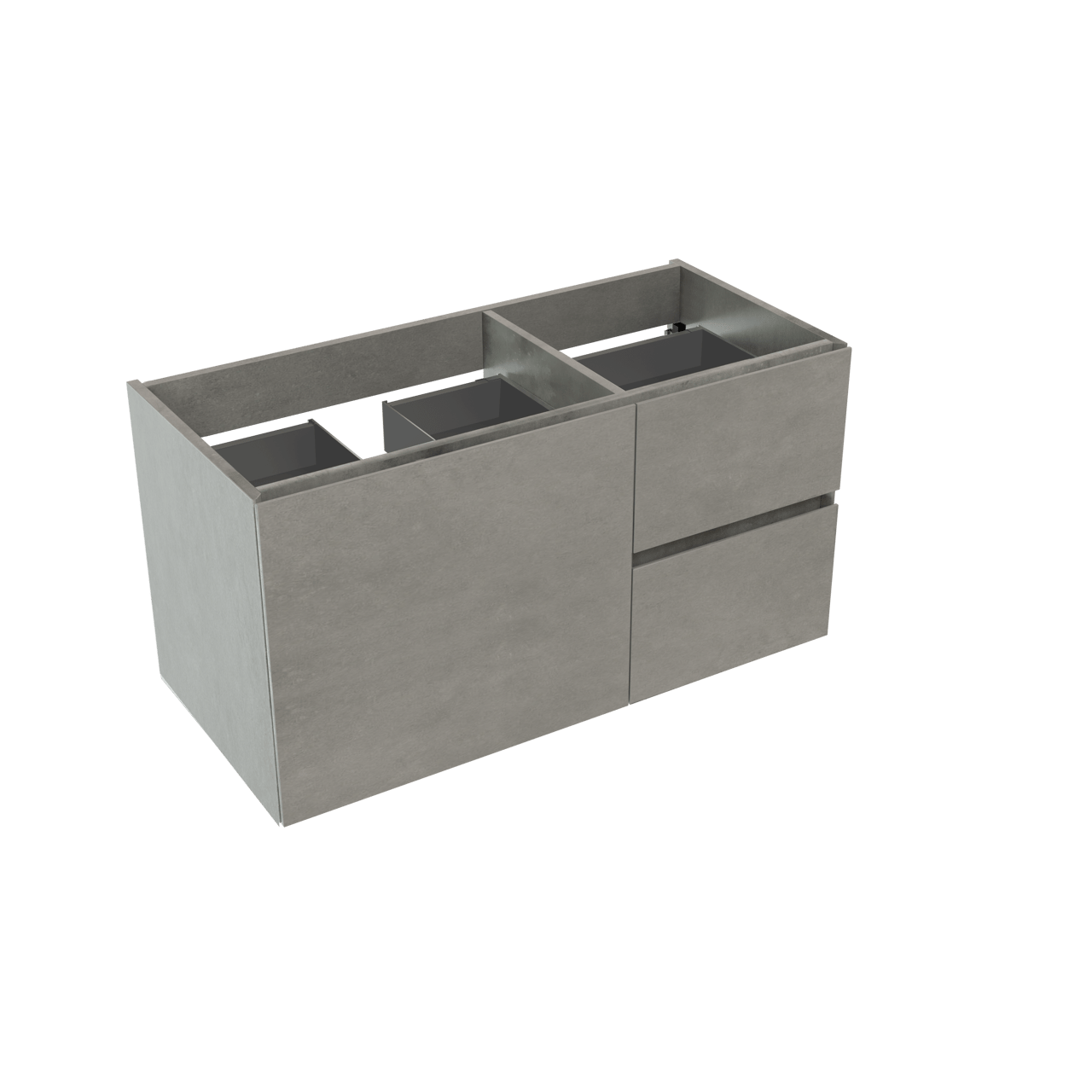 Storke Edge wastafelonderkast assymetrisch beton grijs 100x46cm zwevend