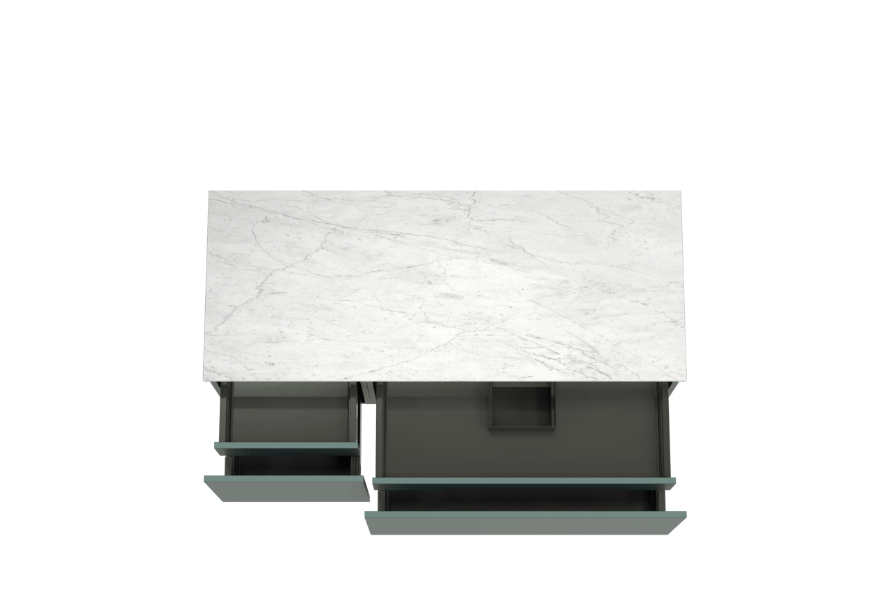 Balmani Sfera meuble salle de bains suspendu 135 x 55 cm forest avec Stretto tablette simple ou double en marbre carrara