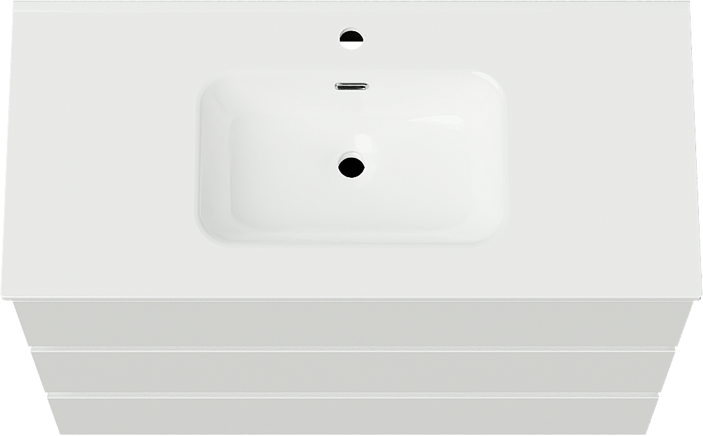 Linie Lado freistehendes Möbelstück Set: 100 x 46 cm, Weiß glänzend, mit Baro Einzelwaschtisch, Porzellan Weiß glänzend