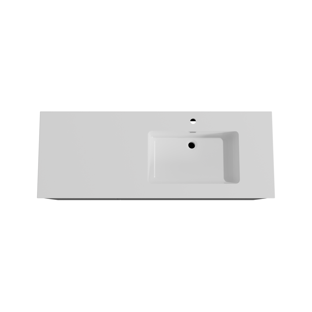 Storke Edge meuble salle de bains suspendu 140 x 52 cm noir mat avec Diva plan vasque asymétrique à droite en marbre composite blanc brillant