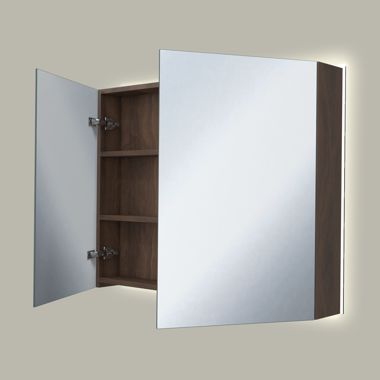 Storke Reflecta armoire de toilette lumineuse 95 x 75 cm noyer