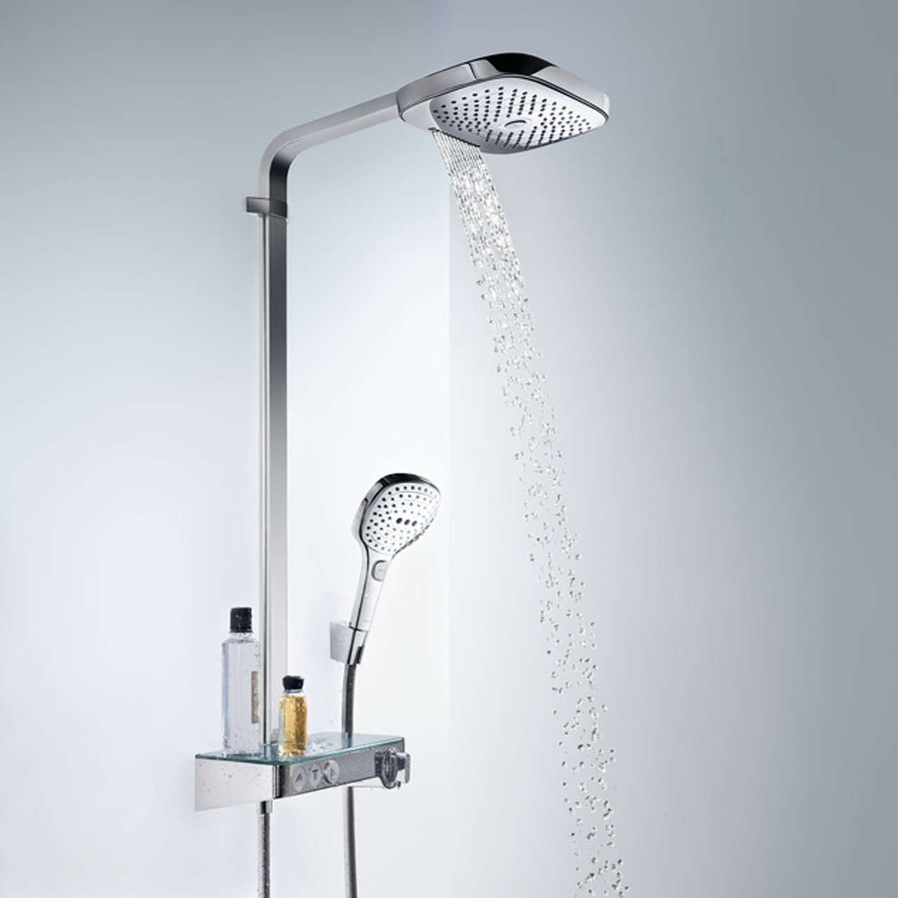 Hansgrohe Raindance Select E 300 Duschsystem: Chrom und Weiß glänzend