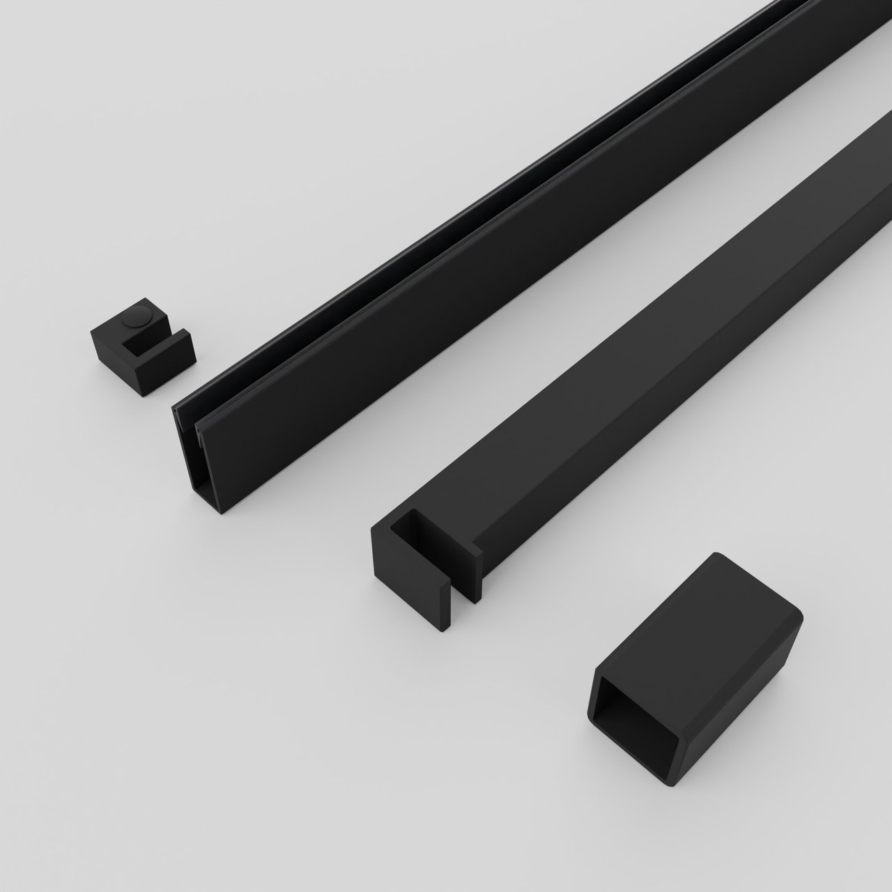 Balmani Modular Walk-In Dusche: 120 x 200 cm, Permafrost, inklusive Coating, Profil Schwarz matt