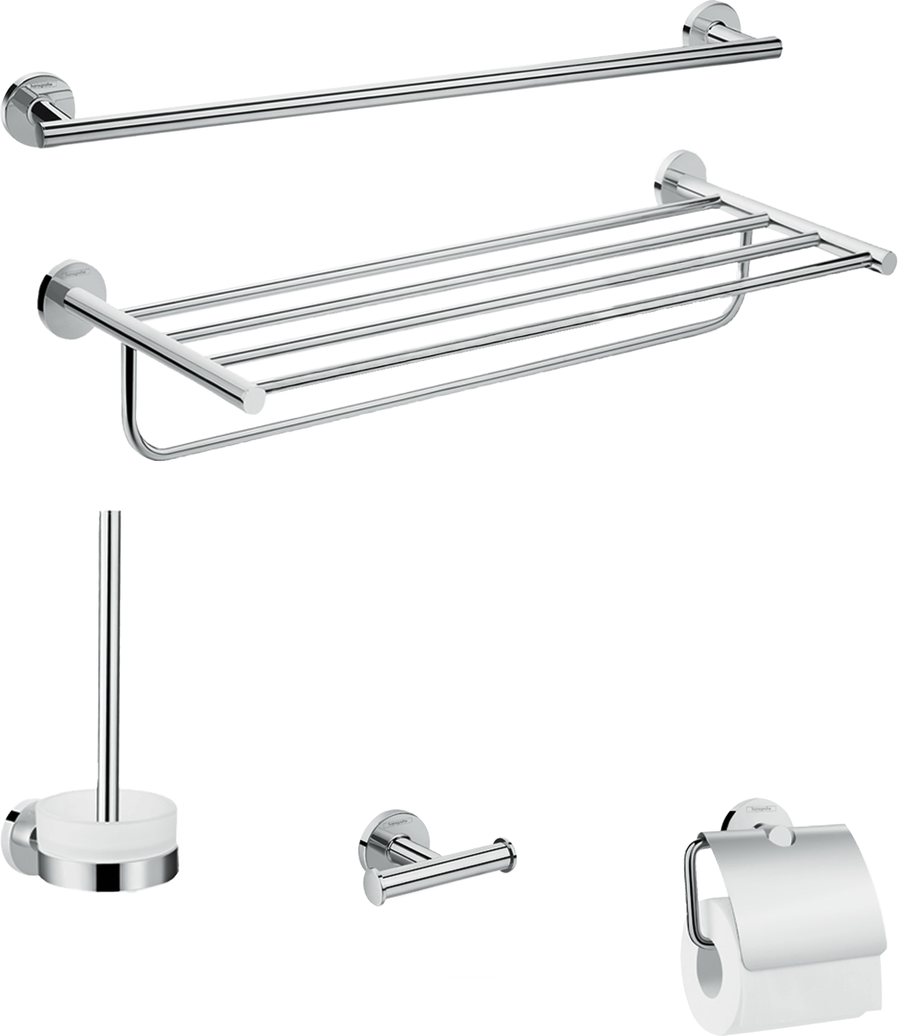 Hansgrohe Logis Badkamer accessoire set glanzend chroom