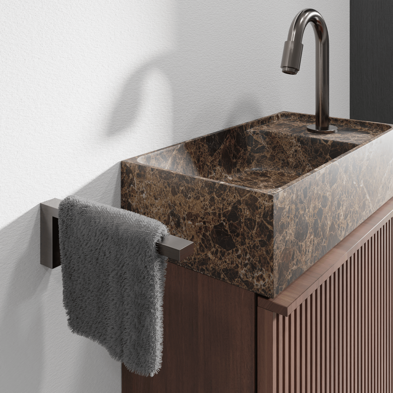 Blaufoss Noma Small Handdoekhouder Brushed GunMetal 19cm