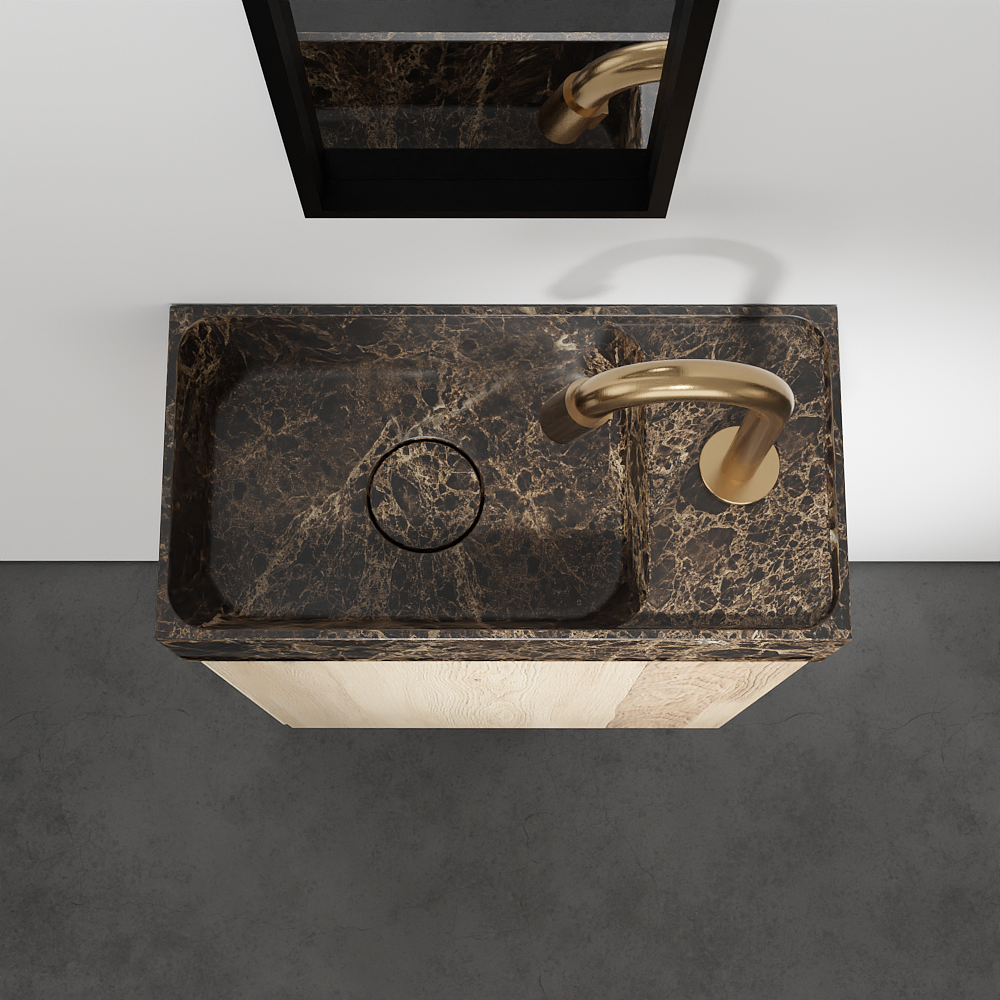 Balmani Mitra zwevend toiletmeubel 42 x 21 cm natuur eik met Dama wastafel in Dark Emperador marmer