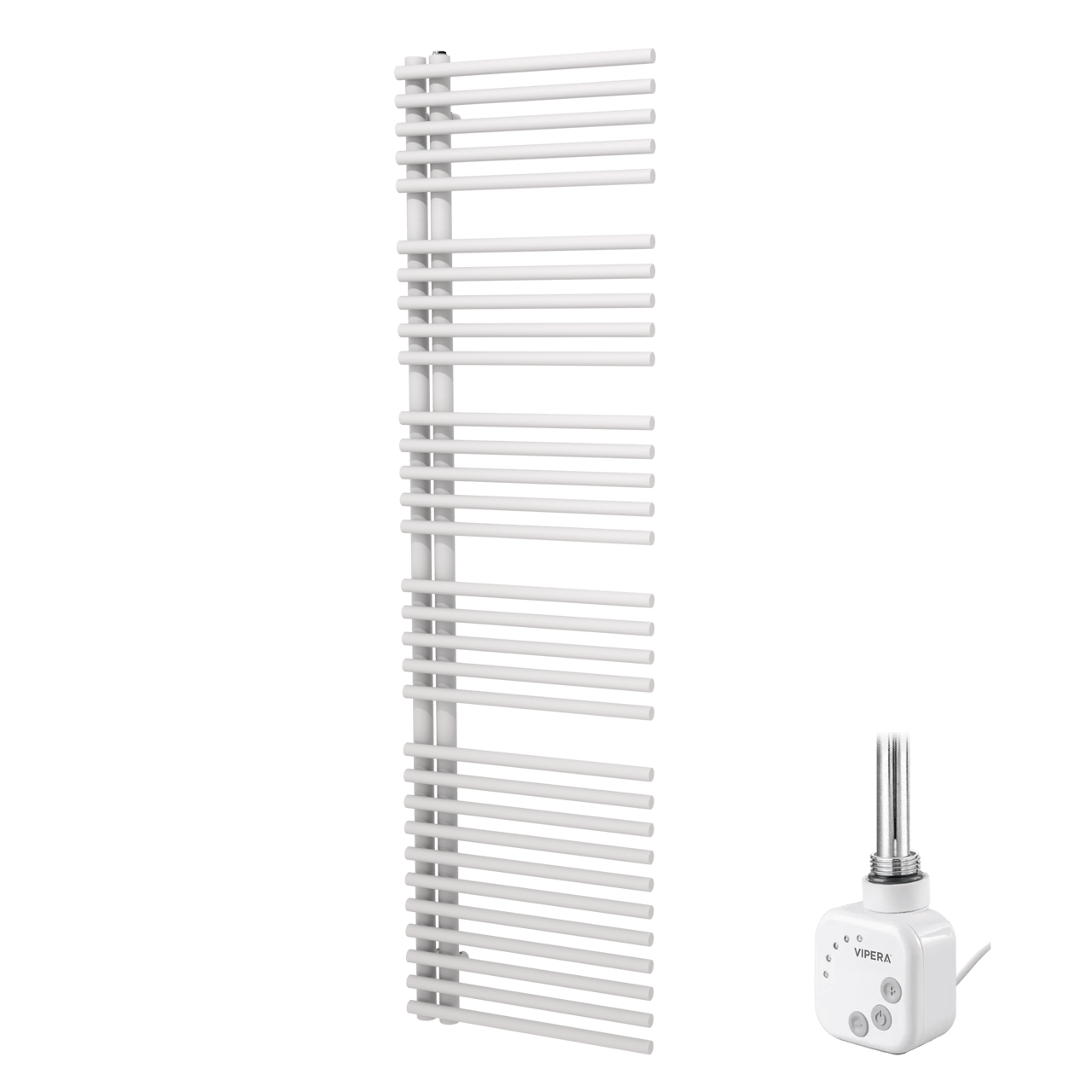 Vipera Nevada enkele handdoekradiator 50 x 180 cm elektrische verwarming mat wit middenaansluiting 734W, weerstand inbegrepen