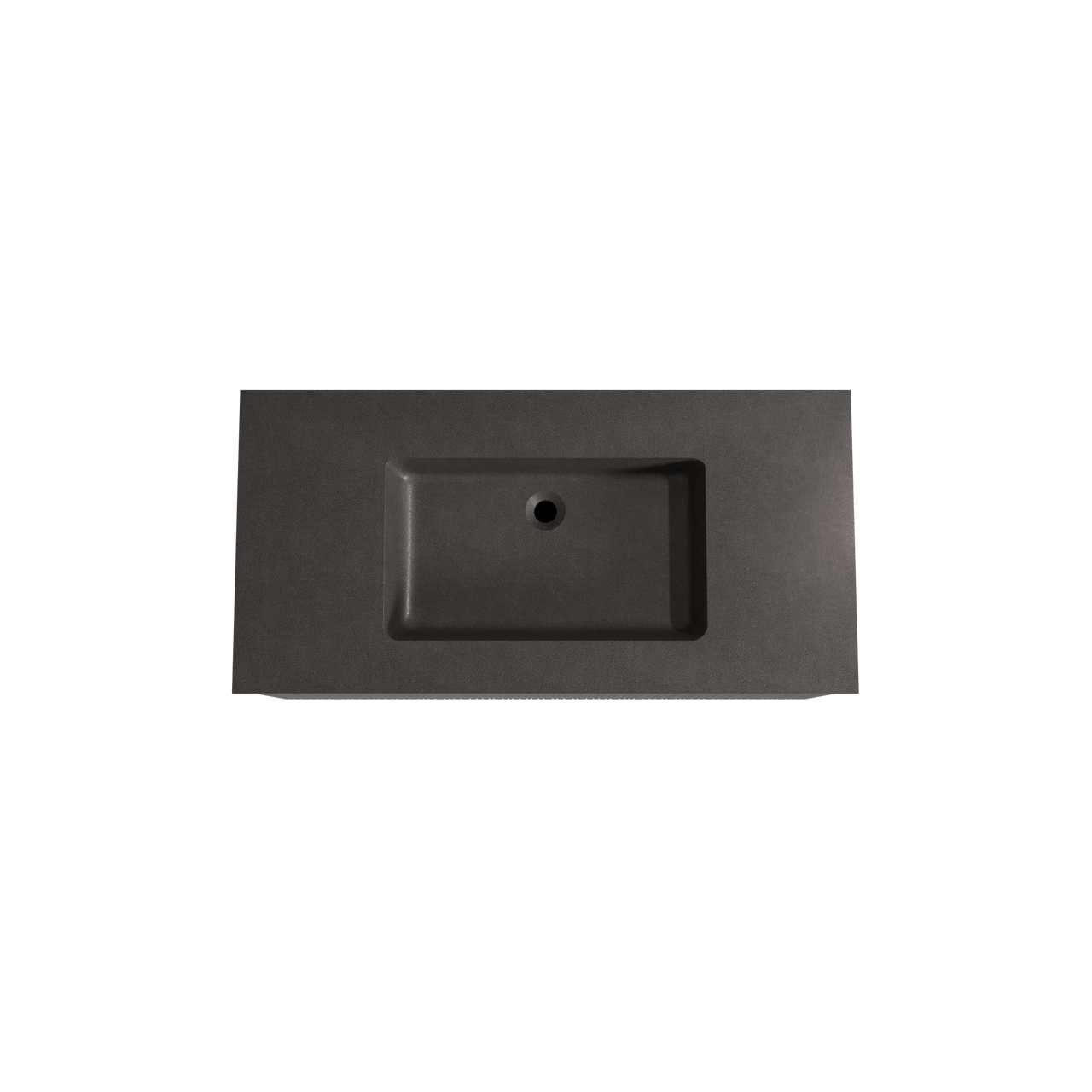 Storke Ribs meuble salle de bains suspendu 105 x 52 cm chêne noir avec Scuro plan simple en quartz noir mat, Nervure droite asymétrique verticale