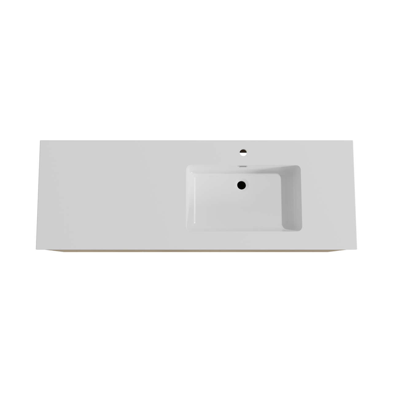 Storke Edge meuble salle de bains suspendu 150 x 52 cm chêne brut avec Diva plan vasque asymétrique à droite en marbre composite blanc brillant