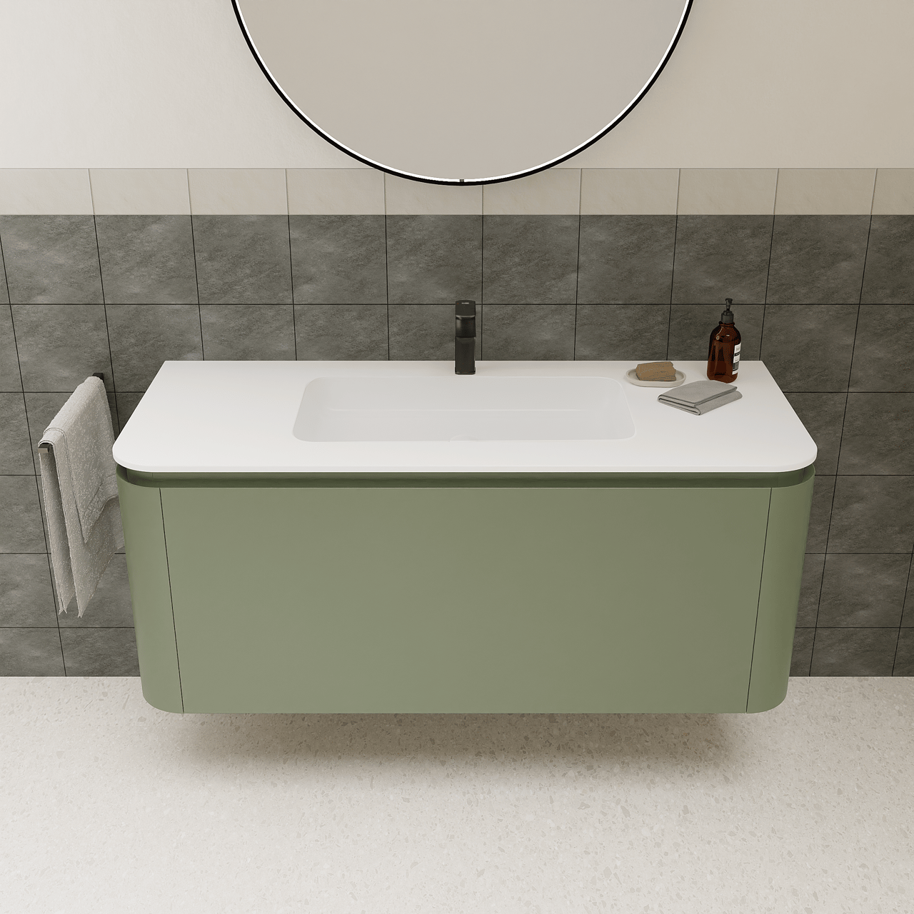 Balmani Moon Einzelwaschtisch matt weiße Solid Surface 130 x 55 cm