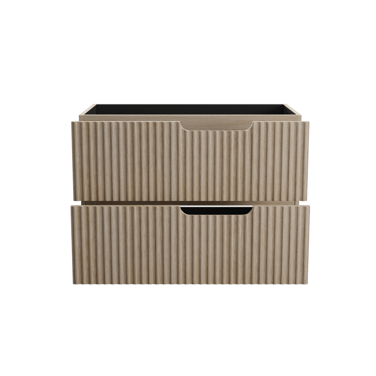 Linie Ribbo hängender Waschbeckenunterschrank: 80 x 46 cm, Eiche hell, 2 Schubladen