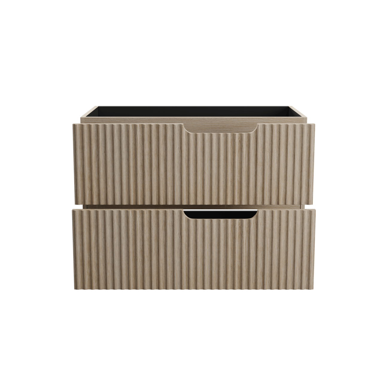 Linie Ribbo hängender Waschbeckenunterschrank: 80 x 46 cm, Eiche hell, 2 Schubladen