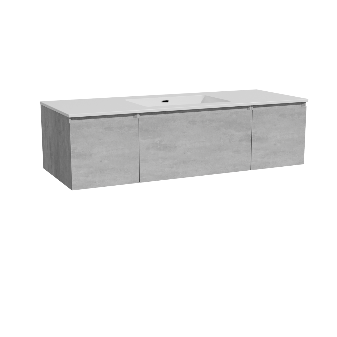 Storke Edge hängendes Möbelstück Set: 135 x 52 cm, Beton dunkelgrau, mit Diva Einzelwaschtisch, Marmorkomposit Weiß glänzend