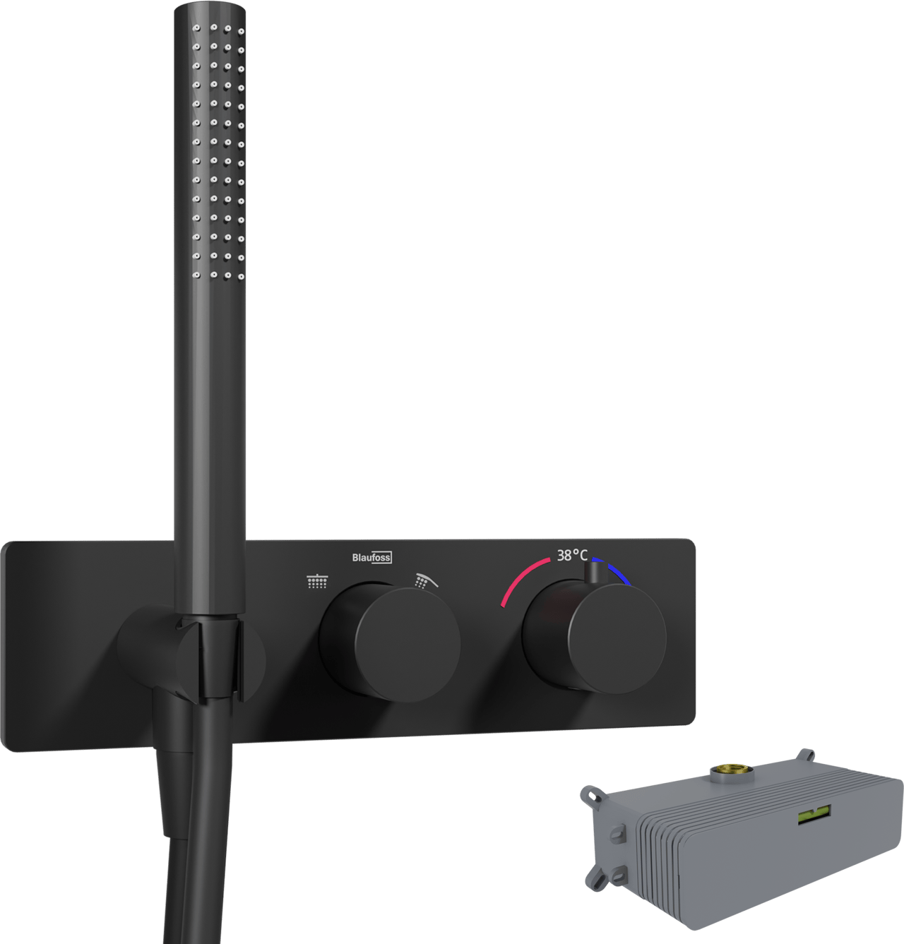 Blaufoss Dreambox Round thermostat de douche encastré avec douchette noir mat incl élément intégré