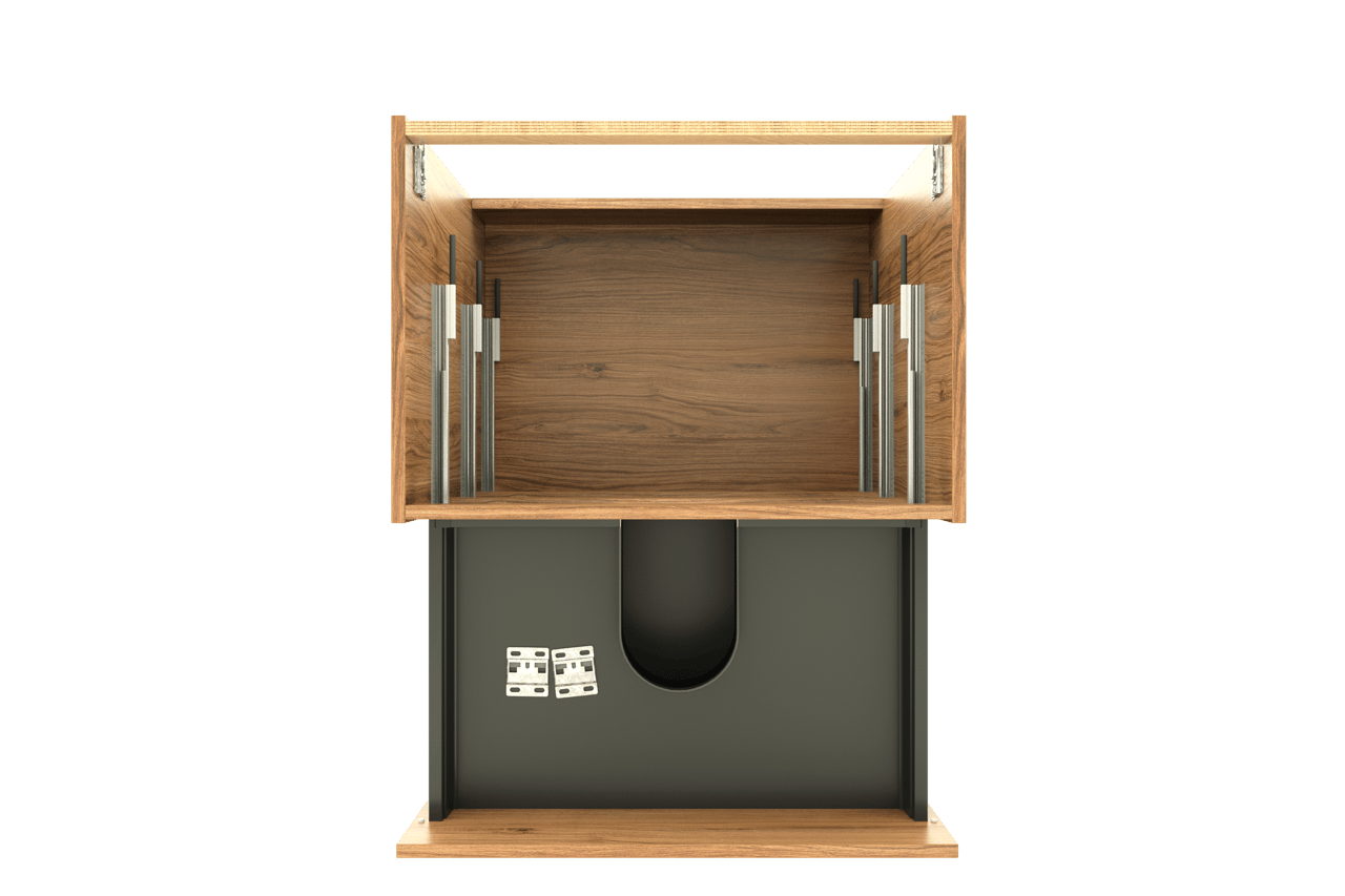 Balmani Lucida stehender Waschbeckenunterschrank: 75 x 55 cm, Teak, 3 Schubladen