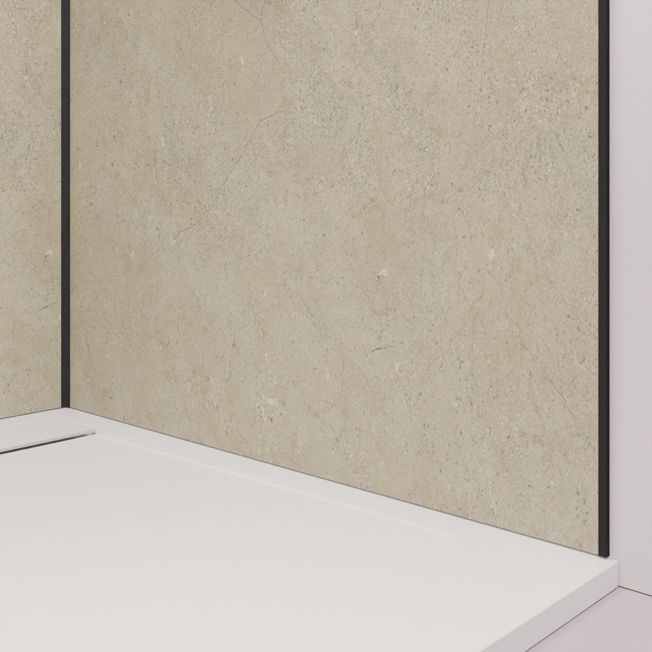 Luca Varess Groovy Duschrückwand Set 2 x 120x260 cm, SPC, Capri Beige