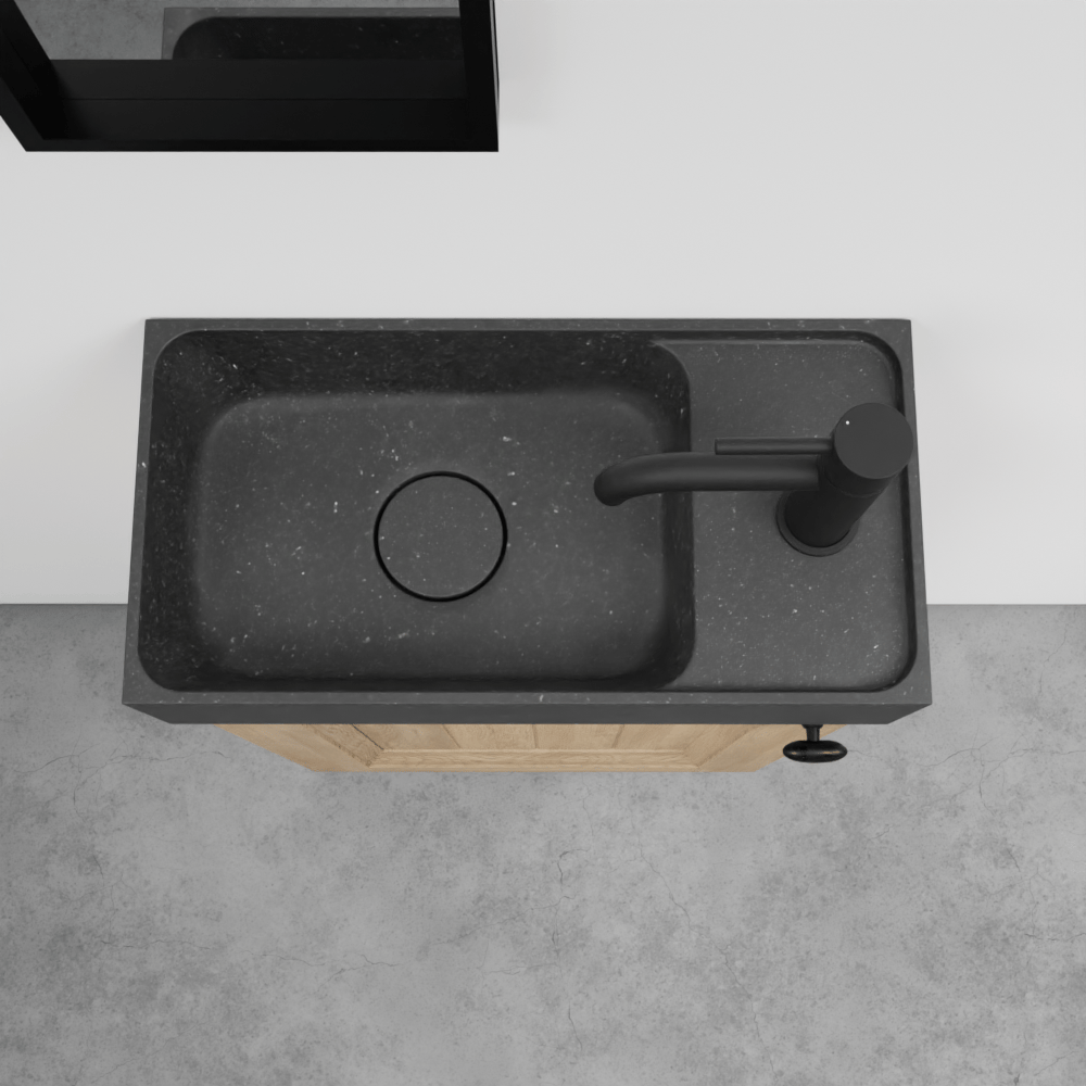 Balmani Lemon zwevend toiletmeubel 42 x 21 cm verweerd eiken met Dama wastafel in verzoete graniet