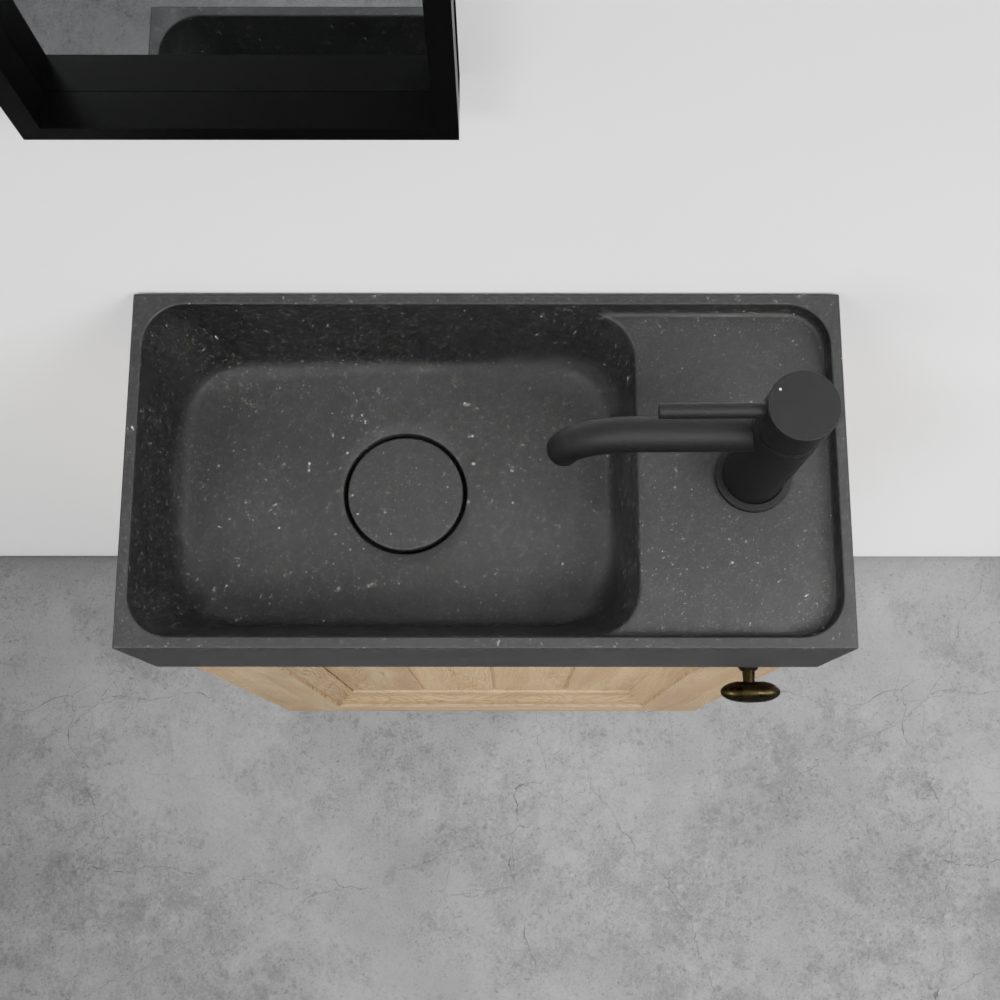 Balmani Lemon meuble wc suspendu 42 x 21 cm chêne vieilli avec Dama plan vasque en granite doux