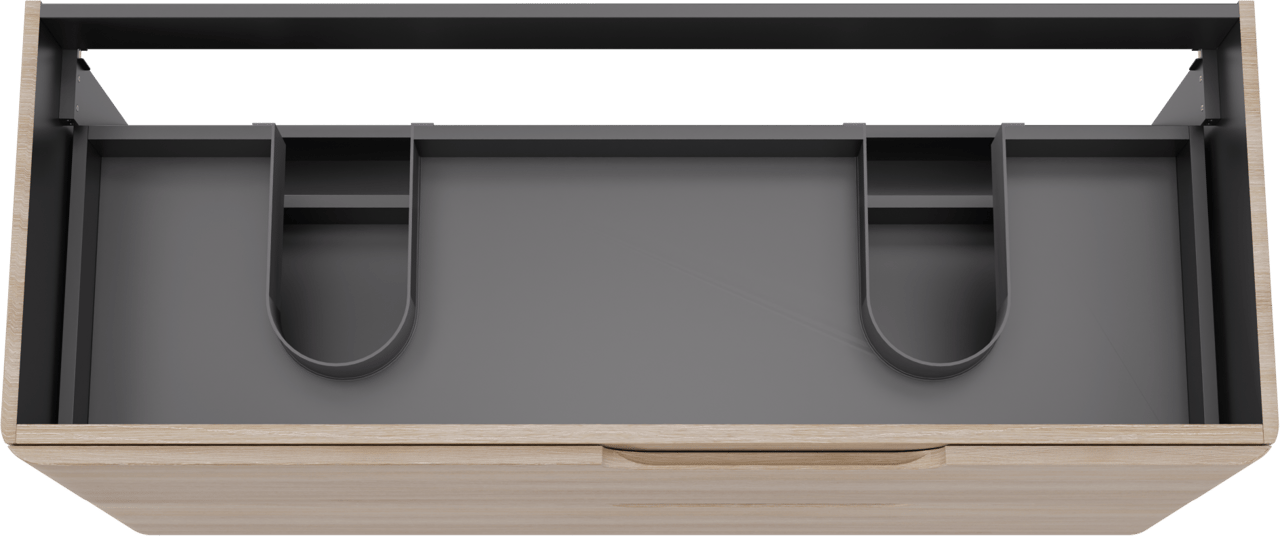 Linie Curvo hängender möbelstück Waschtischunterschränke 120 x 46 cm Eiche Hell 2 Schubladen