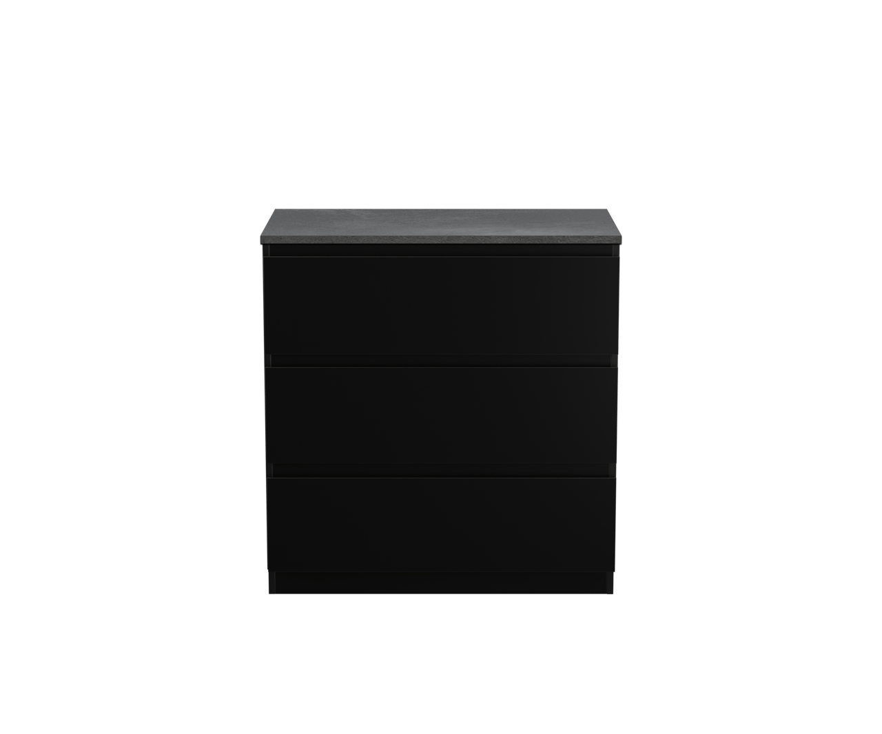 Linie Lado freistehendes Möbelstück Set: 80 x 46 cm, Schwarz matt, mit Lado Einzel Waschtischplatte, Melamin Schiefergrau