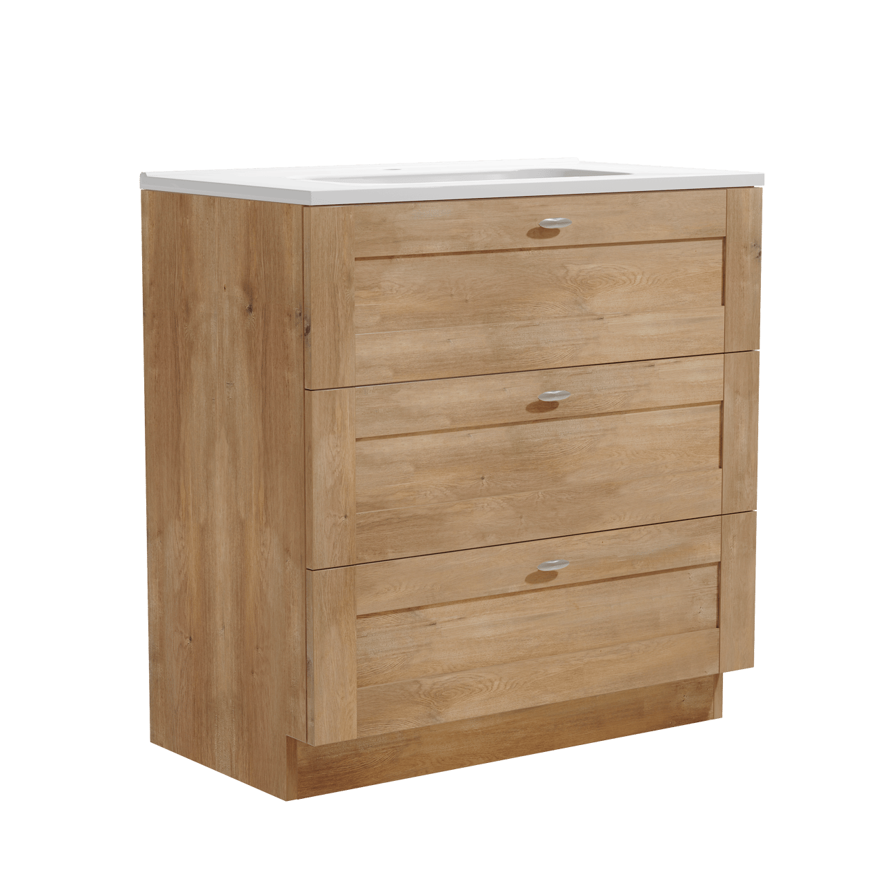 Linie Classo meuble salle de bains à poser 80 x 46 cm chêne naturel avec Baro plan simple en porcelaine blanc brillant