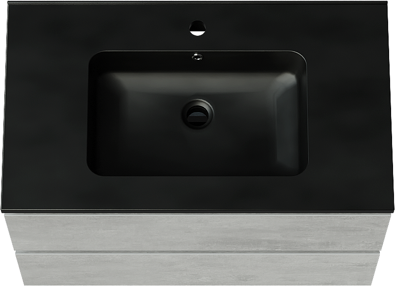 Linie Lado zwevend badmeubel 80 x 46 cm beton donkergrijs met Vano enkele wastafel in composietmarmer mat zwart