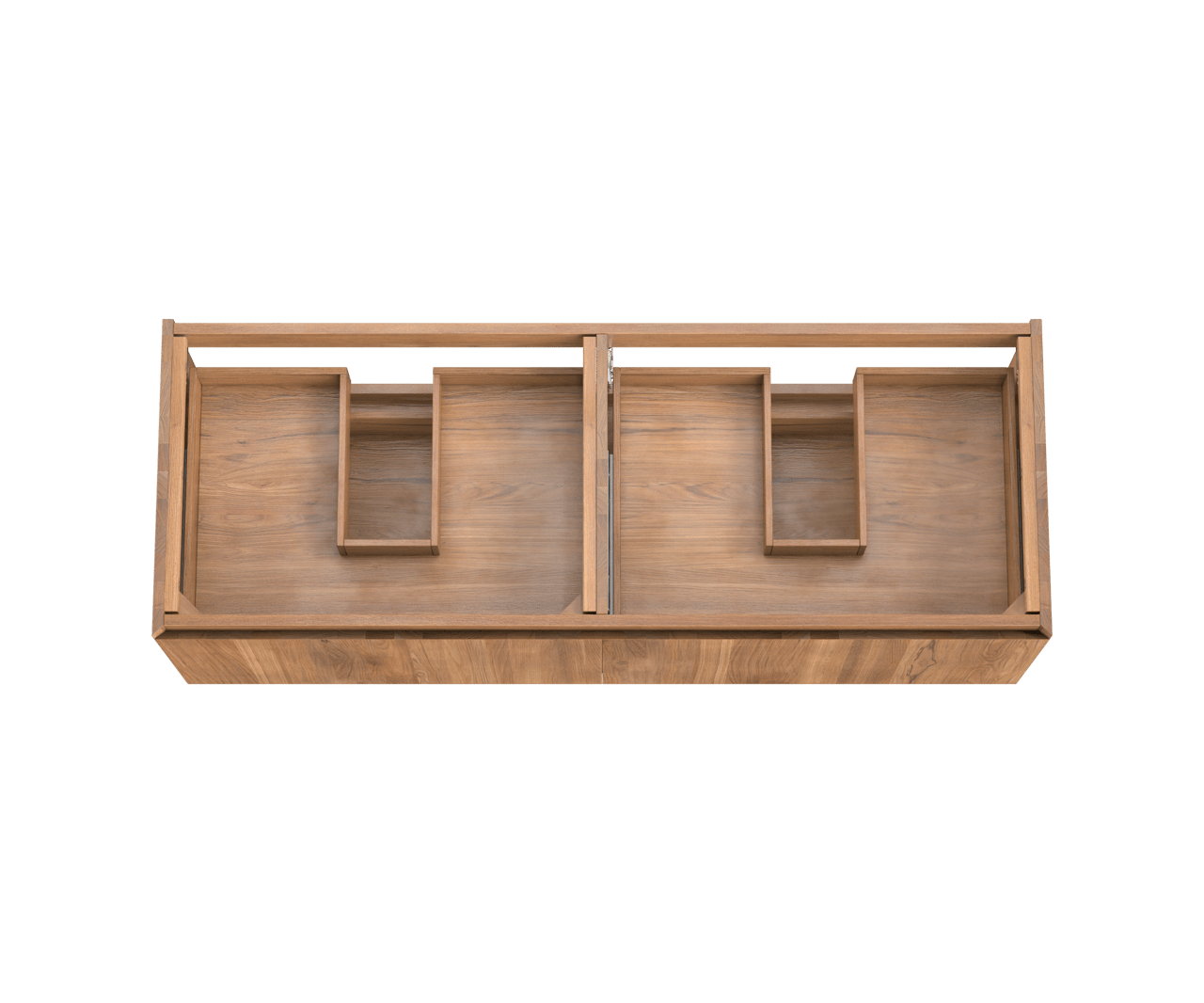 Balmani Idra hängender Waschbeckenunterschrank: 150 x 55 cm, Teak, 4 Schubladen